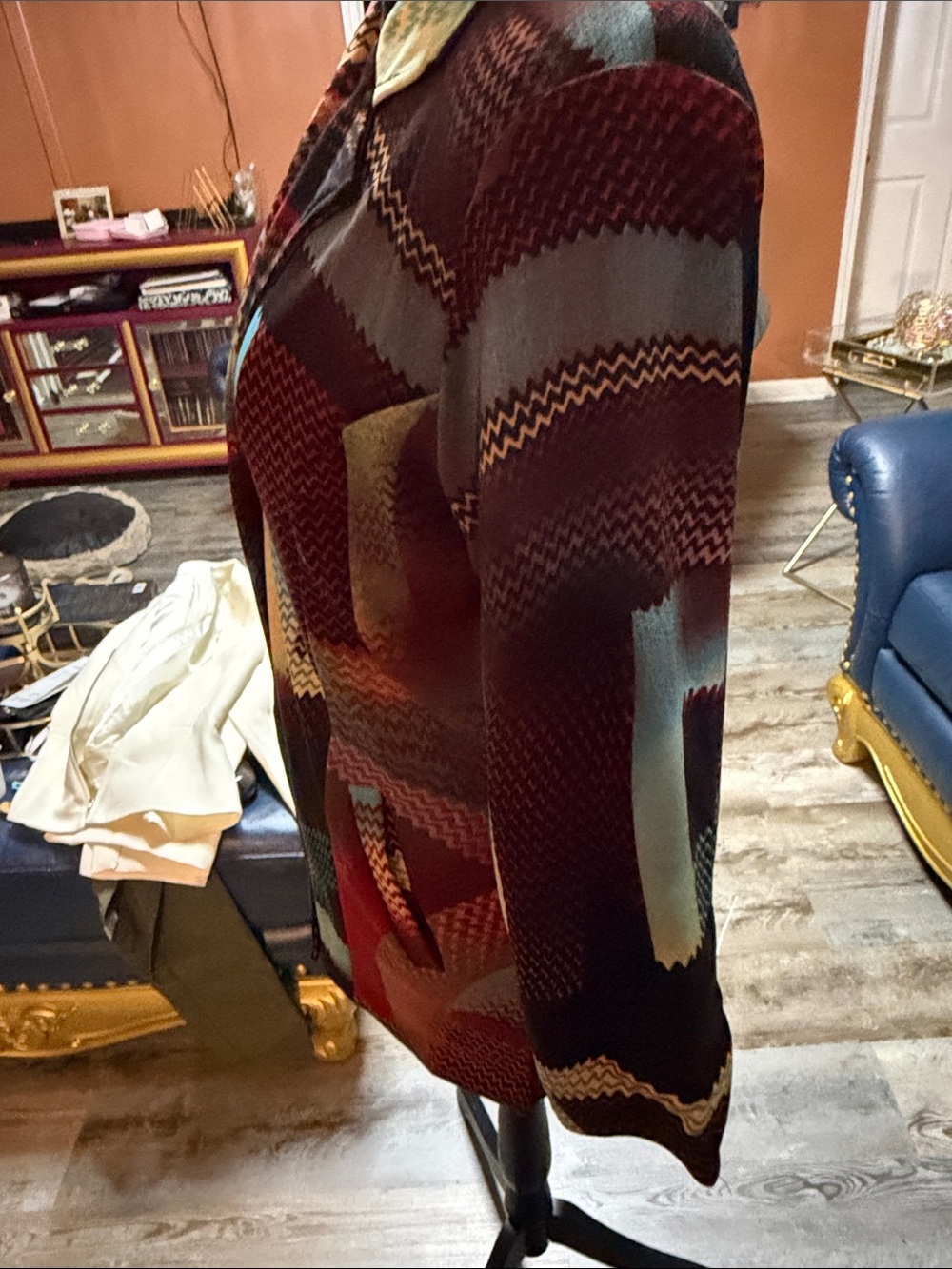 Women’s Multicolor Patterned Blazer Jacket - Picture 6 of 14